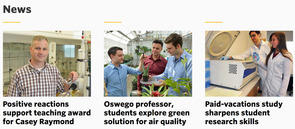Example of news syndication to the Chemistry department website from our News site.